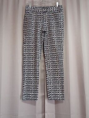 89th & Madison Black & White Pattern Skinny Leg Mid Rise Pants Pockets Stretch